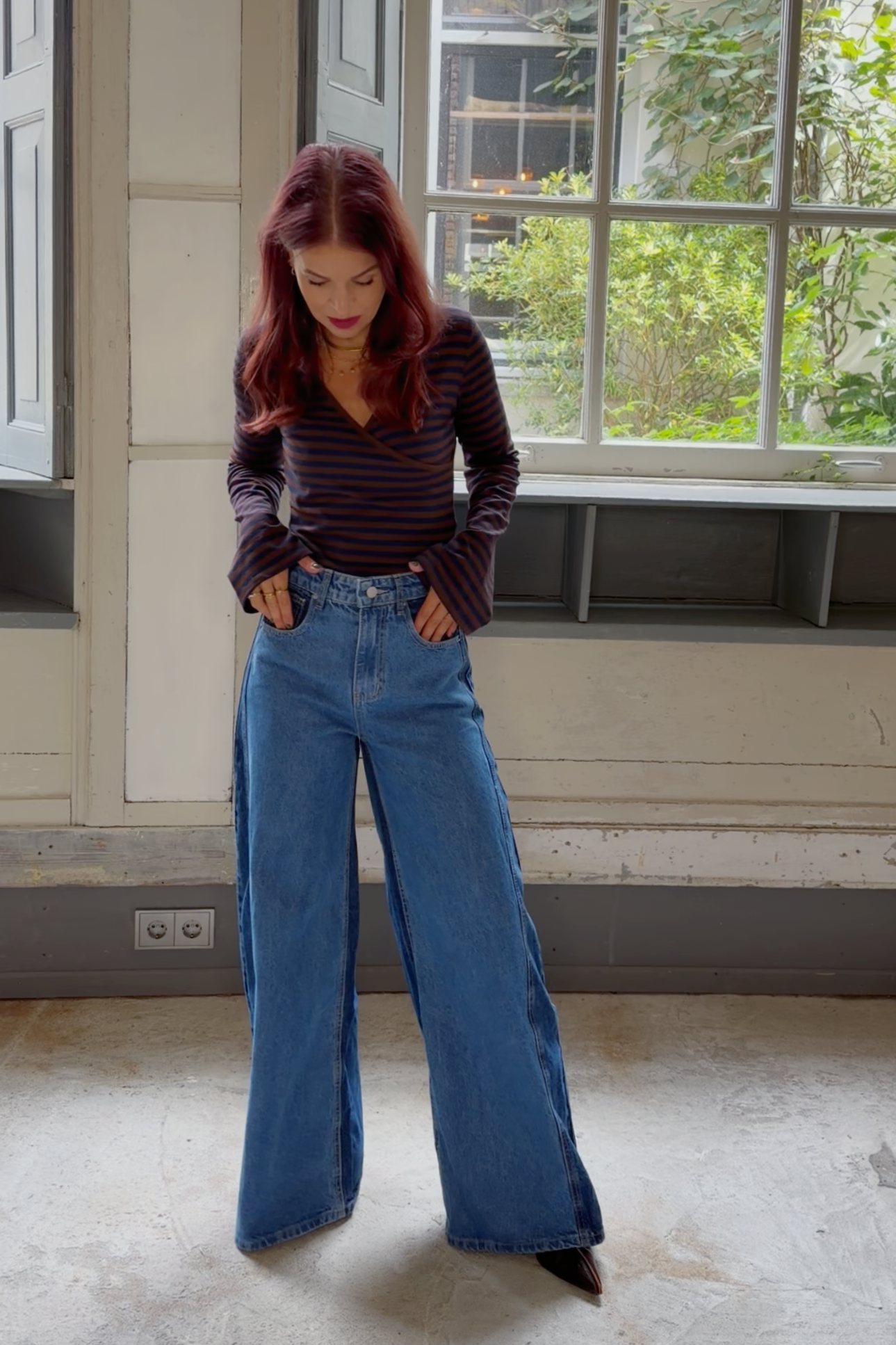 RAMY STRIPED TOP - BLUE/BROWN