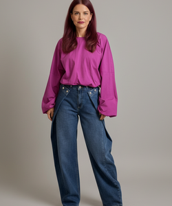 LOVA MULTI-WAY BARREL JEANS - BLUE