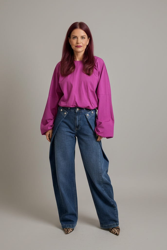 LOVA MULTI-WAY BARREL JEANS - BLUE