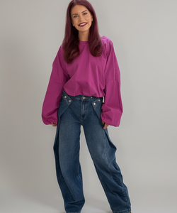 LOVA MULTI-WAY BARREL JEANS - BLUE