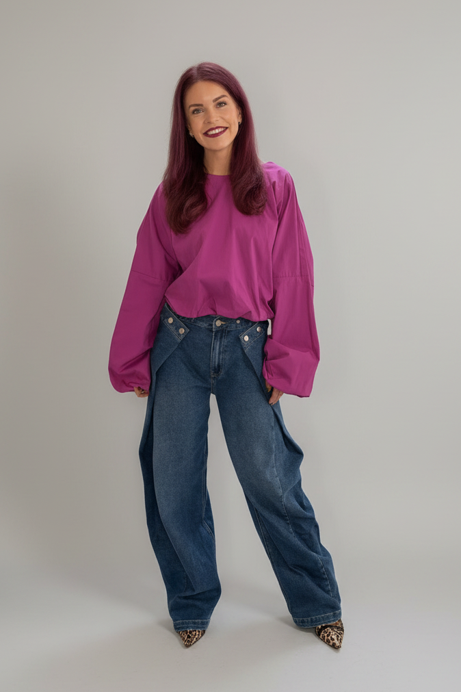 LOVA MULTI-WAY BARREL JEANS - BLUE
