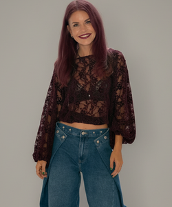 FLORINE VELOURS BLOUSE - PRUNE