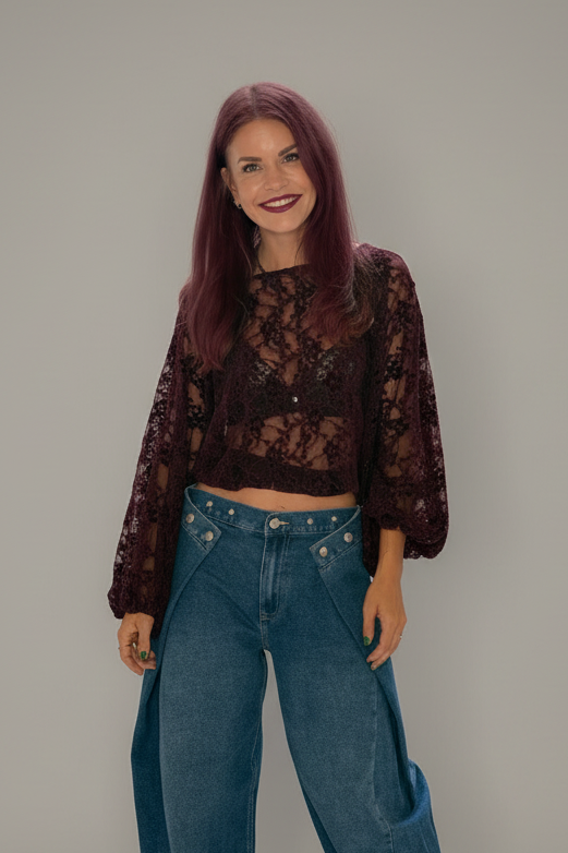 FLORINE VELOURS BLOUSE - PRUNE