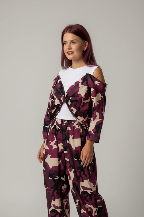 VESPER OFFSHOULDER TOP - ARMY FRAMBOISE