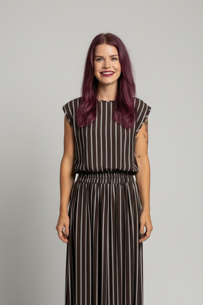 MAUD TOP - BROWN/BLUE