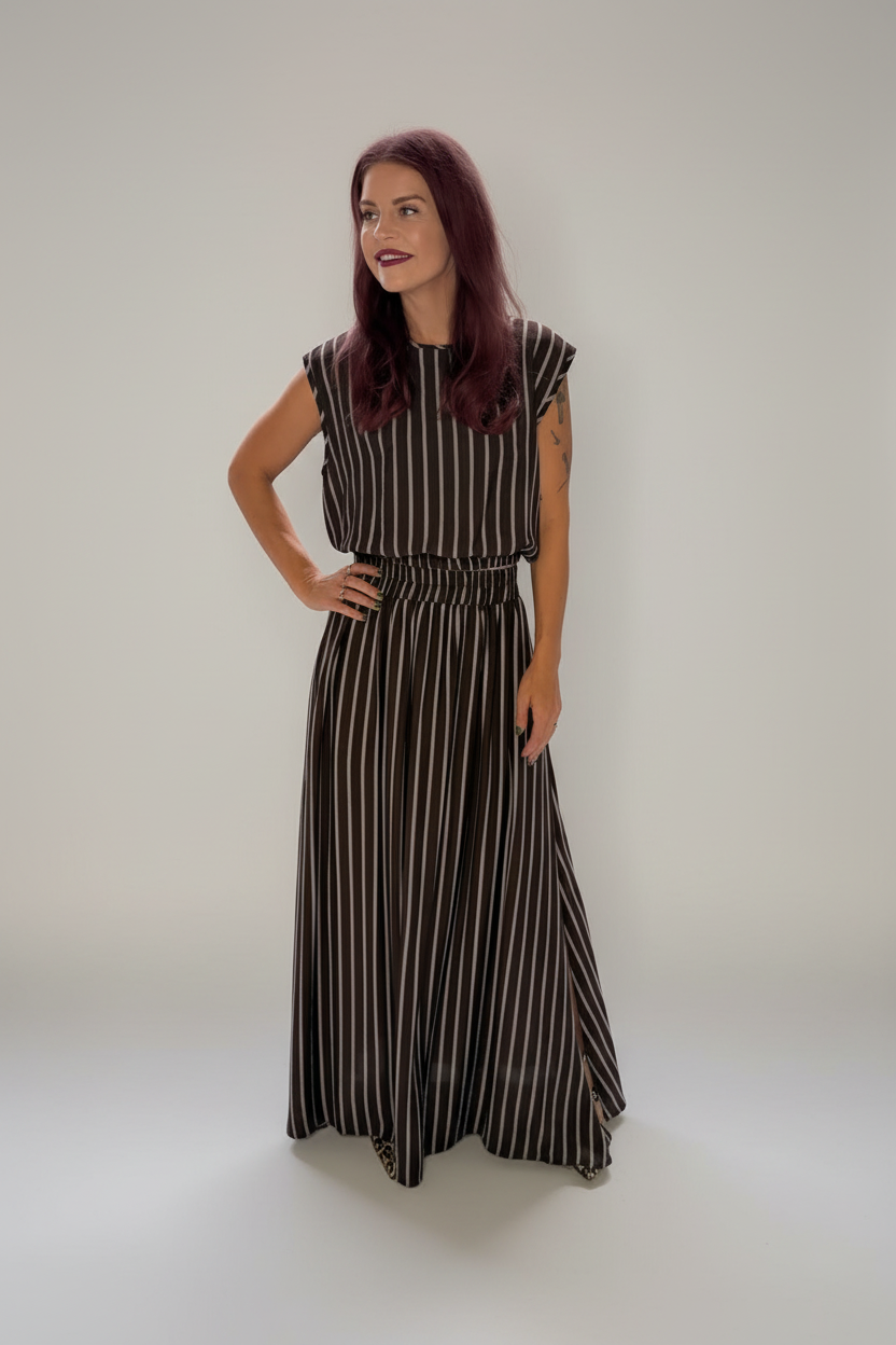 MAUD TOP - BROWN/BLUE
