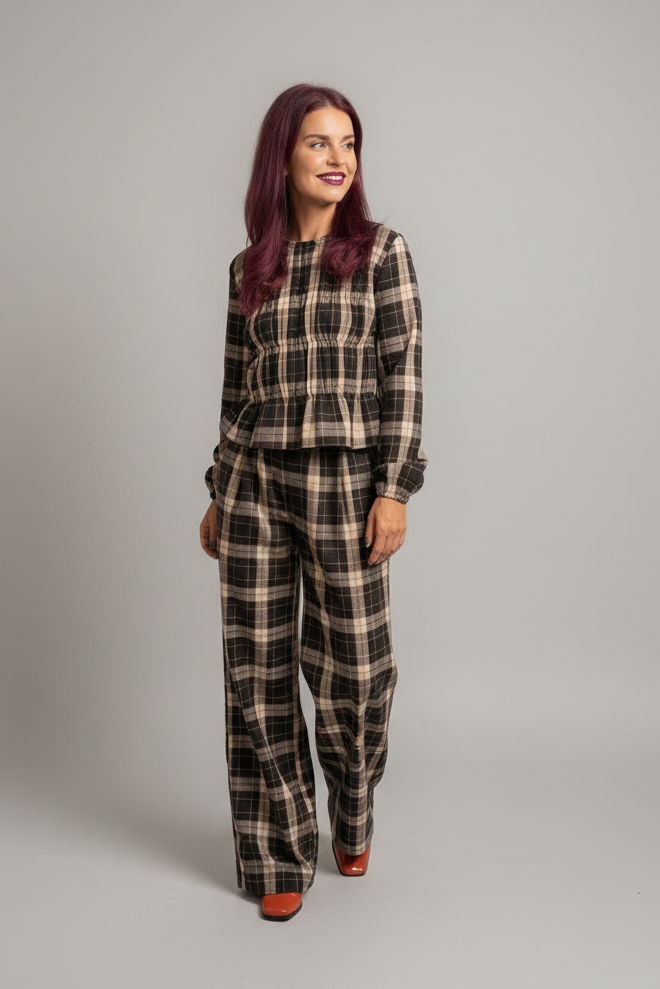 COMPAÑÍA FANTÁSTICA | BO CHECKED TROUSERS - BROWN