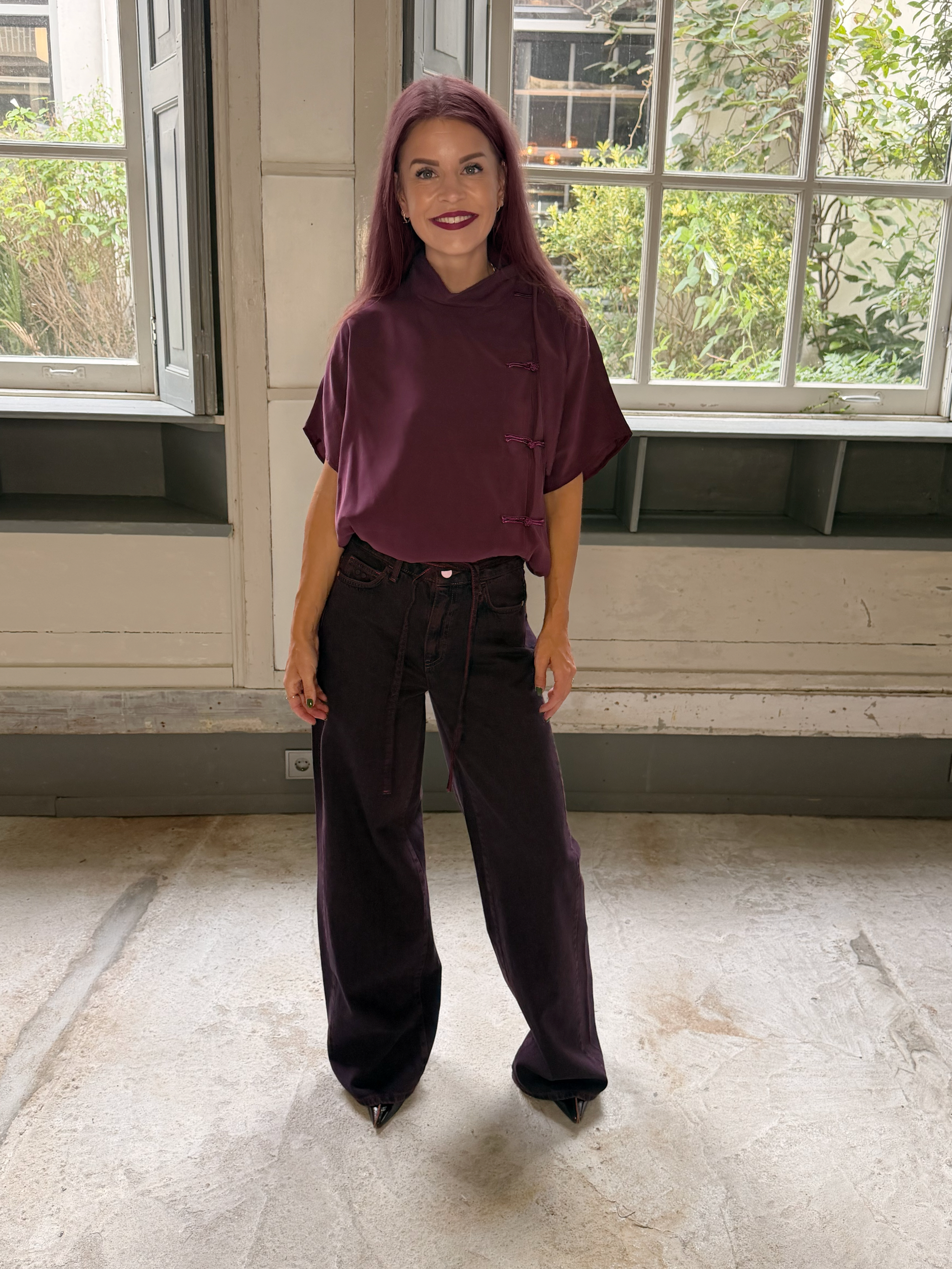 MIYA MANDARIN BLOUSE - PRUNE