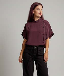 MIYA MANDARIN BLOUSE - PRUNE