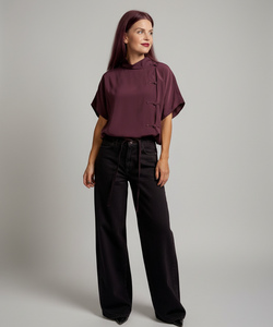 MIYA MANDARIN BLOUSE - PRUNE