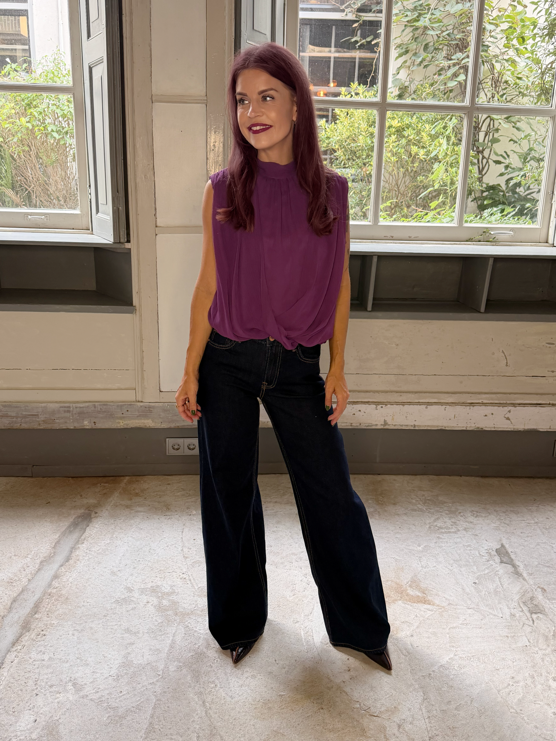 ATHENA DRAPED TOP - VIOLET