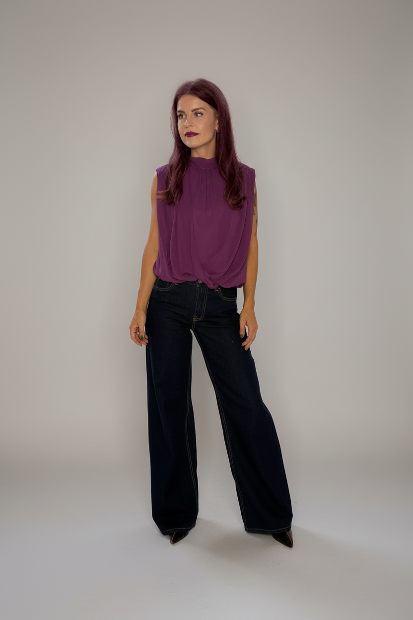 ATHENA DRAPED TOP - VIOLET
