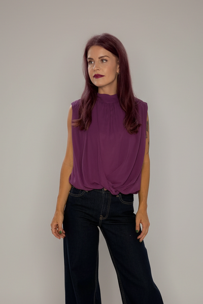 ATHENA DRAPED TOP - VIOLET