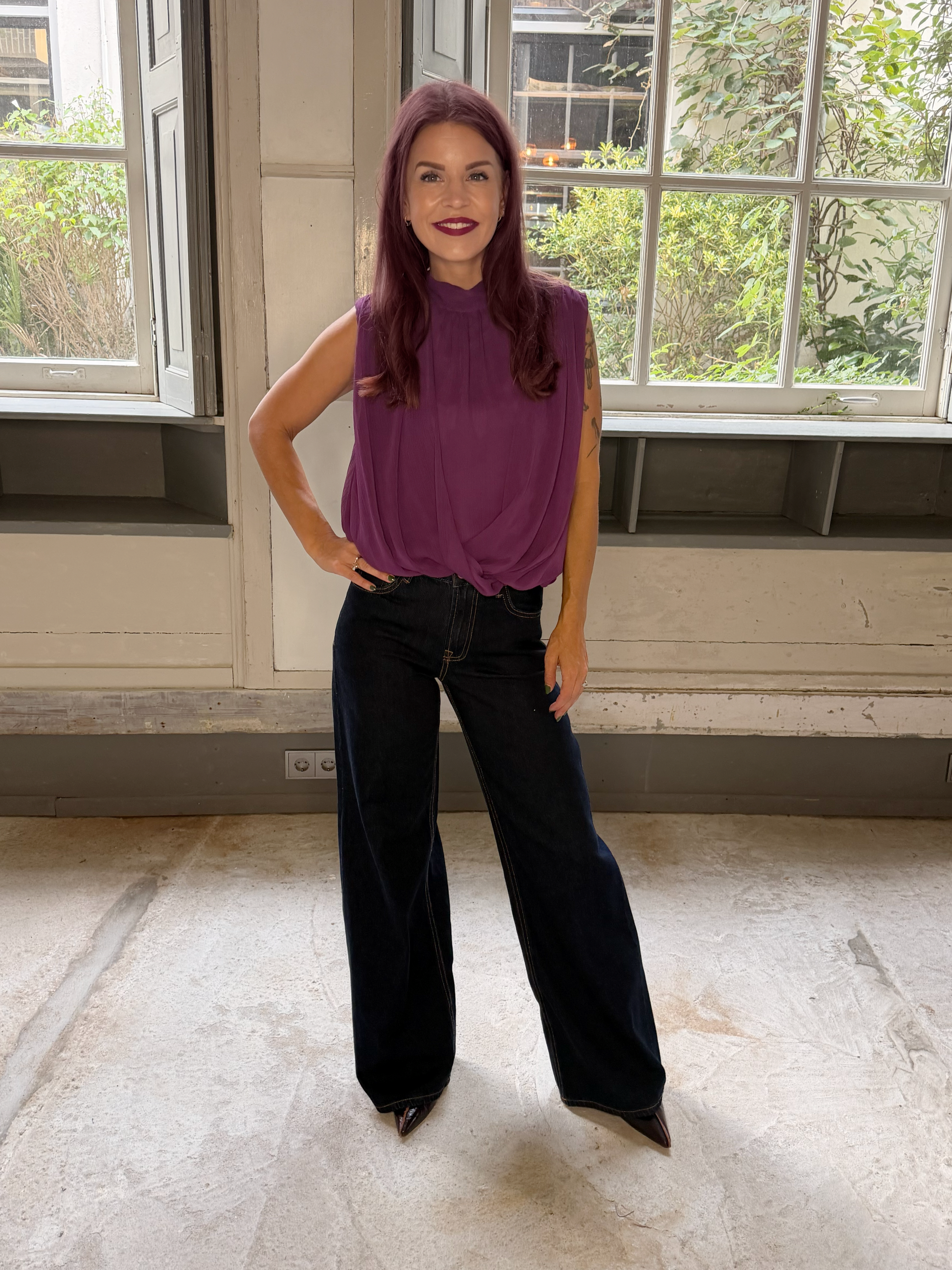 ATHENA DRAPED TOP - VIOLET