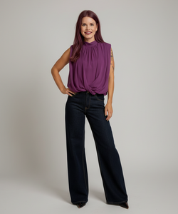 ATHENA DRAPED TOP - VIOLET