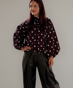 SACHSA POLKA DOT BLOUSE - BORDEAUX