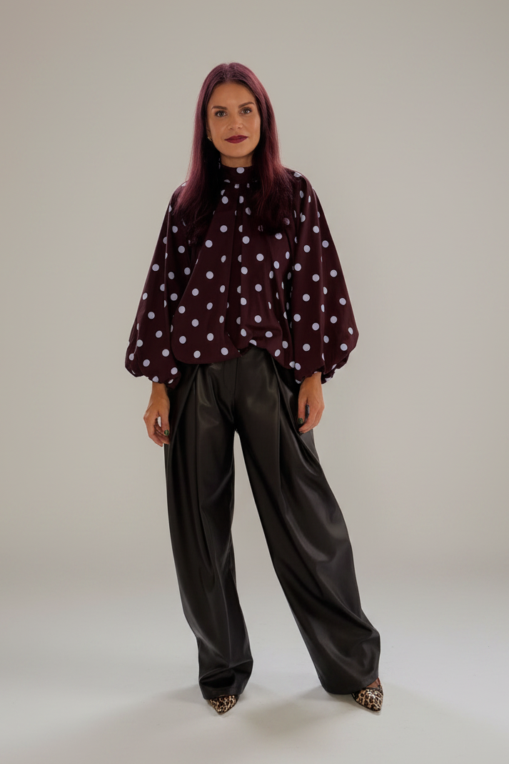 SACHSA POLKA DOT BLOUSE - BORDEAUX