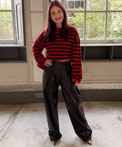 MAREN STRIPED KNIT - RED/CHOCO
