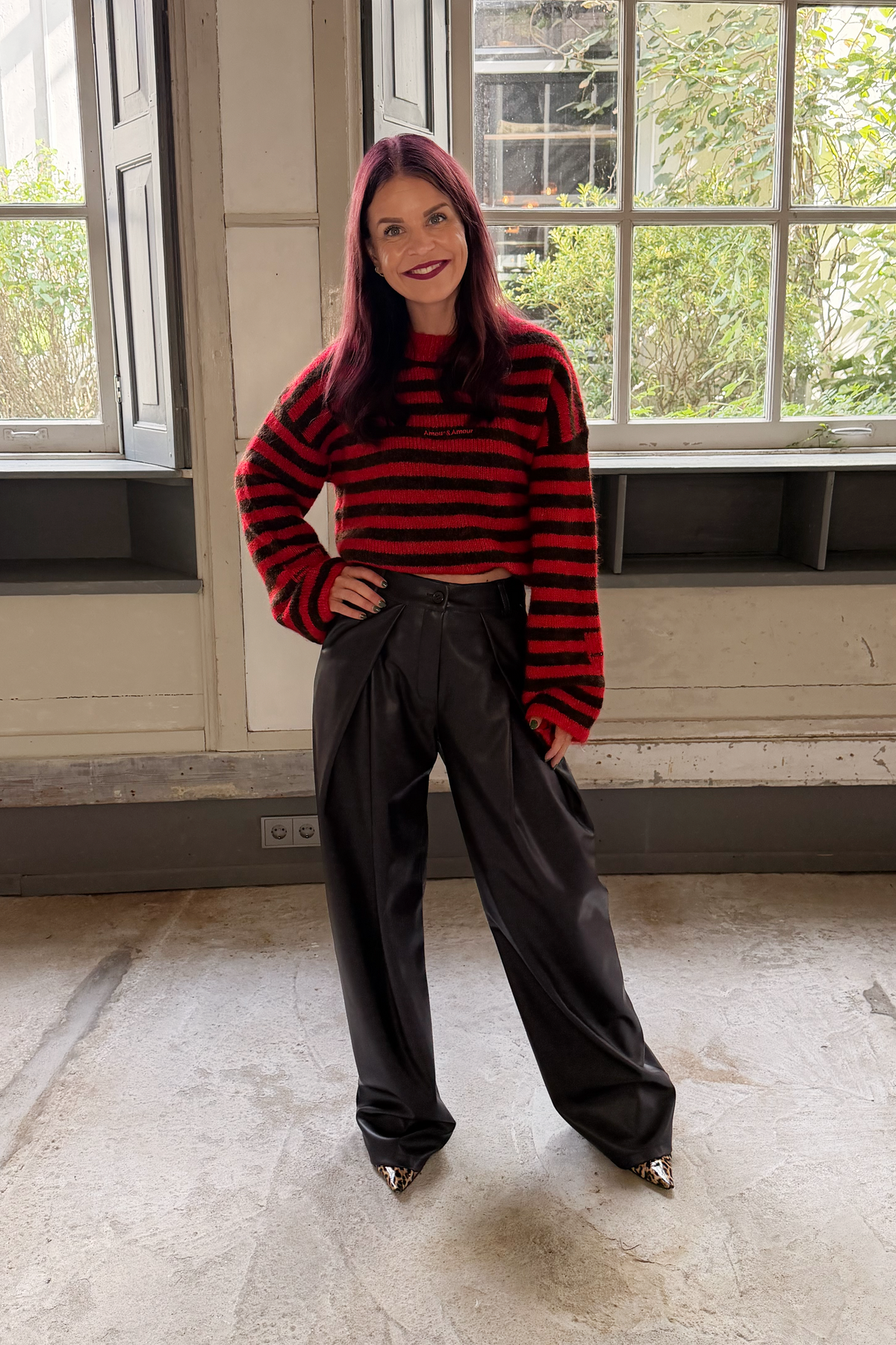 MAREN STRIPED KNIT - RED/CHOCO