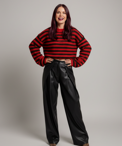 MAREN STRIPED KNIT - RED/CHOCO