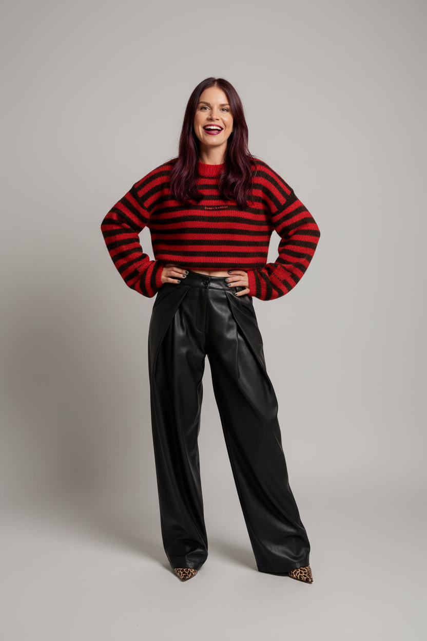 MAREN STRIPED KNIT - RED/CHOCO