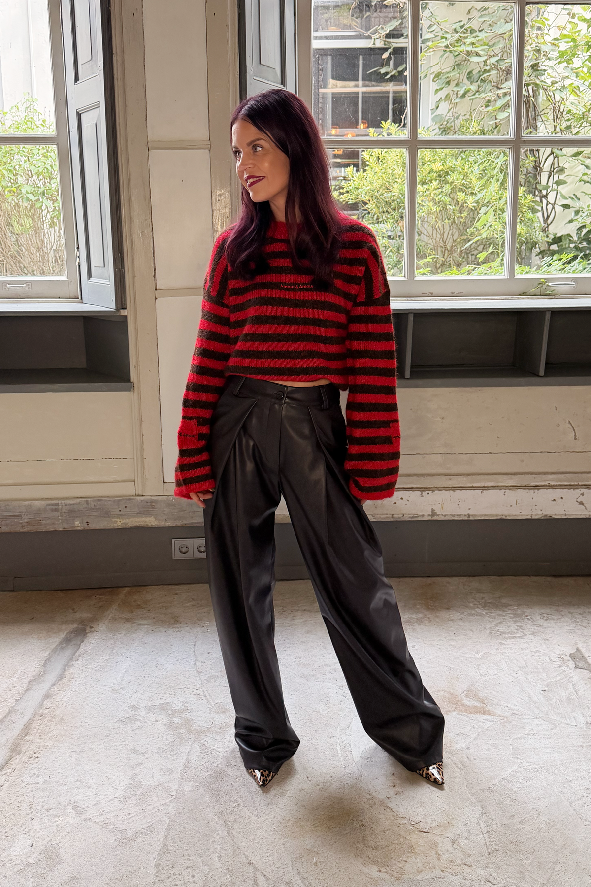 MAREN STRIPED KNIT - RED/CHOCO