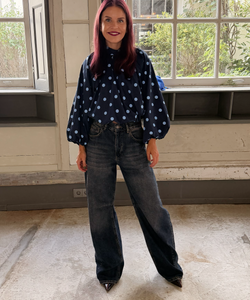 SACHSA POLKA DOT BLOUSE - NAVY