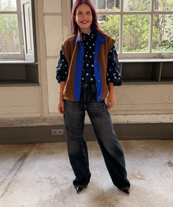 NINE REVERSIBLE GILET - BROWN/ROYAL BLUE
