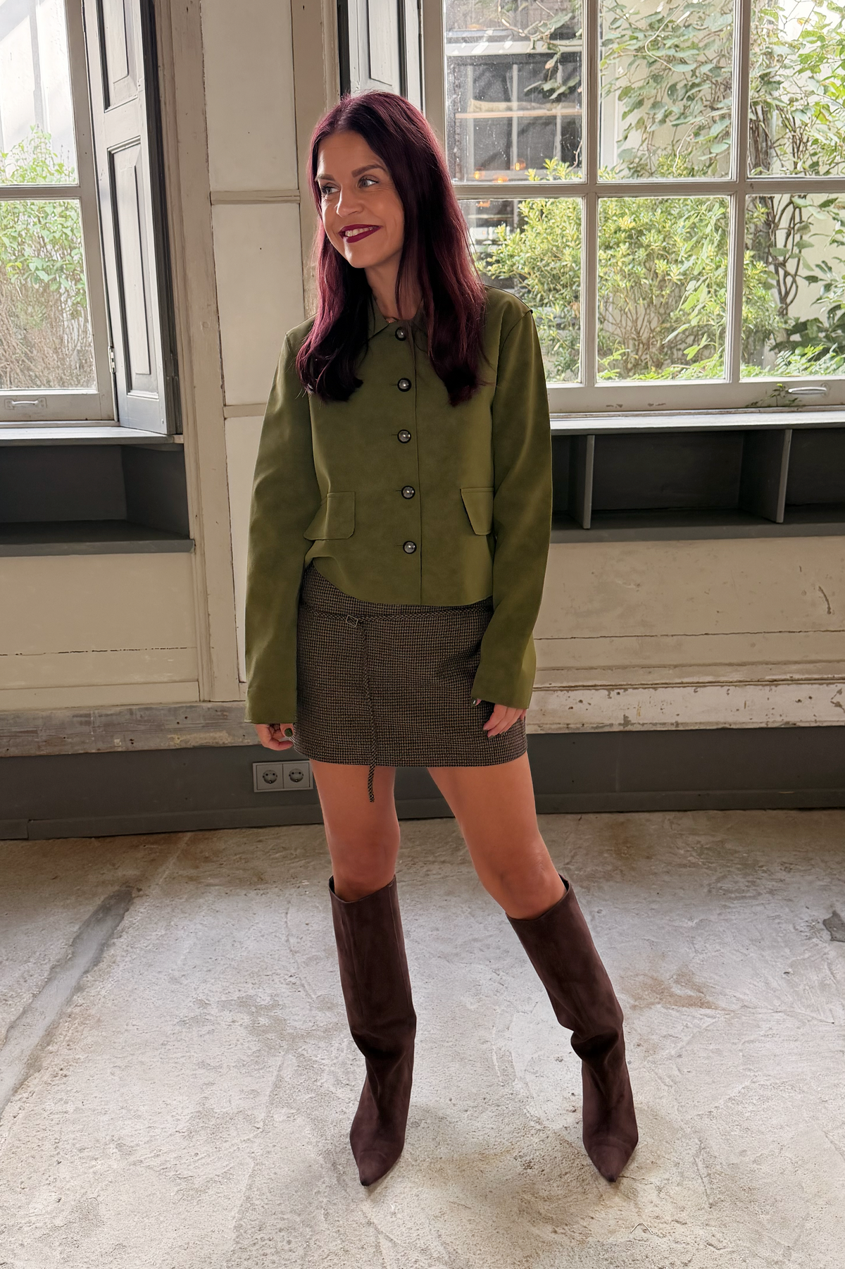 NECTARINA SKORT - CHECKED BROWN