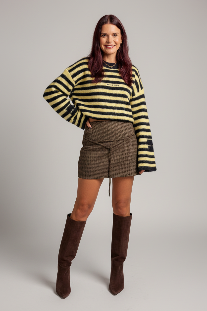 NECTARINA SKORT - CHECKED BROWN