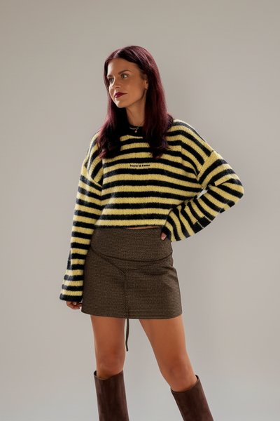 MAREN STRIPED KNIT - NAVY/YELLOW