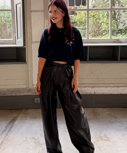 DEAN PU PLEATED PANTS - DARK BROWN
