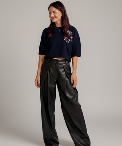 DEAN PU PLEATED PANTS - DARK BROWN
