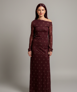 TRISHA MESH TOP - BORDEAUX
