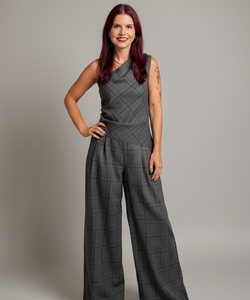 DOMINIQUE ASYMMETRIC TOP - GREY CHECK