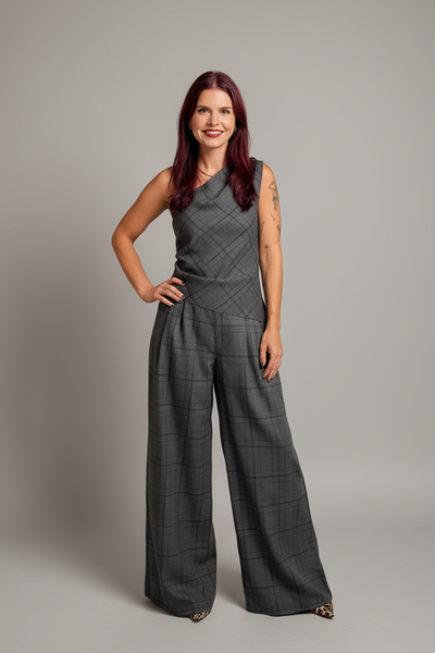 DOMINIQUE PANTS - GREY CHECK