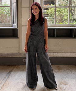 DOMINIQUE ASYMMETRIC TOP - GREY CHECK