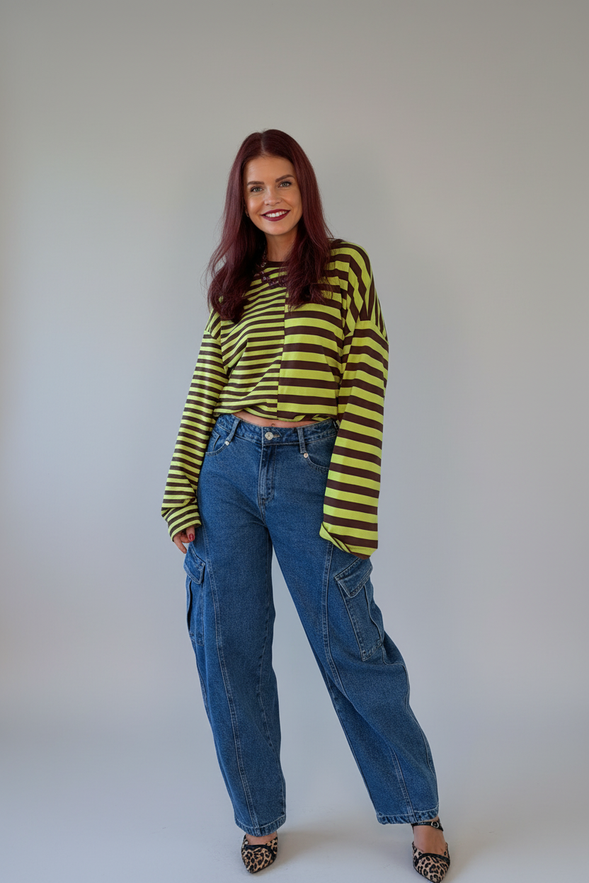 FRANKIE LS STRIPED SHIRT - GREEN/CHOCO