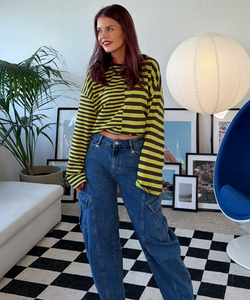 FRANKIE LS STRIPED SHIRT - GREEN/CHOCO
