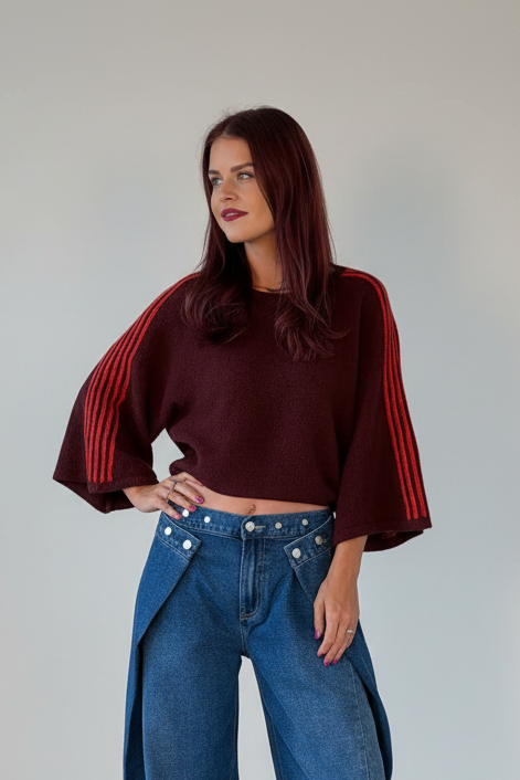 LUNE KNIT - PRUNE/ORANGE