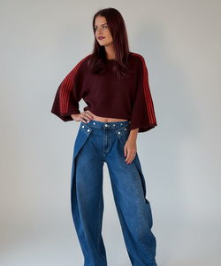 LUNE KNIT - PRUNE/ORANGE