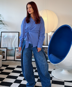SAVA WRAP BLOUSE - BLUE