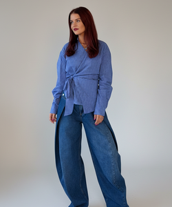 SAVA WRAP BLOUSE - BLUE