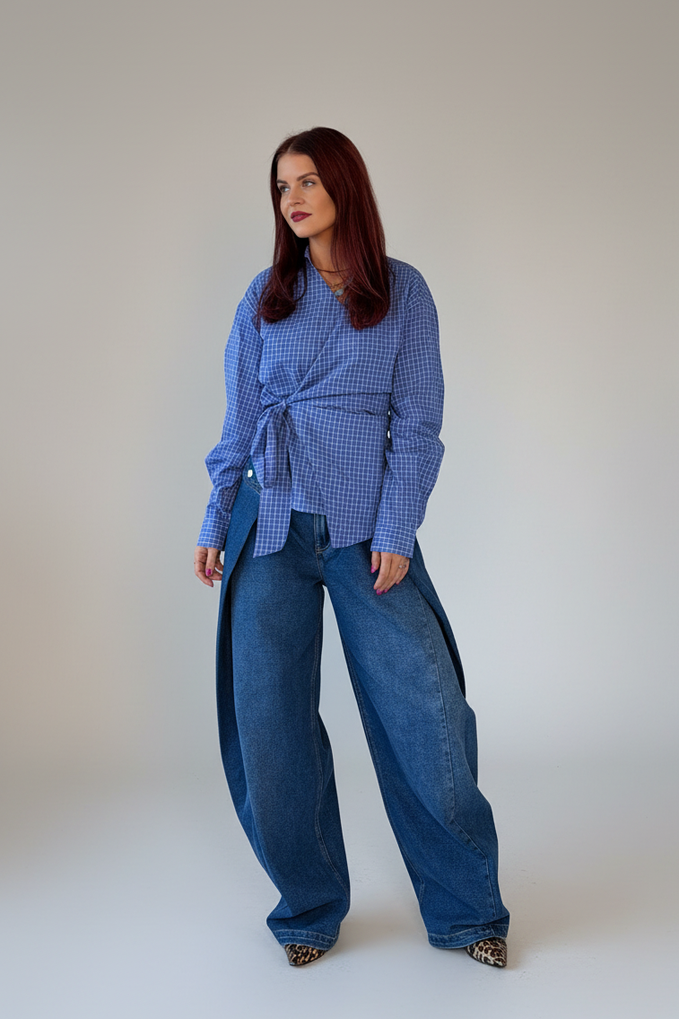 SAVA WRAP BLOUSE - BLUE