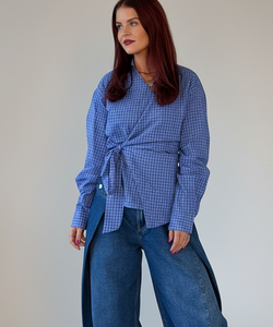 SAVA WRAP BLOUSE - BLUE
