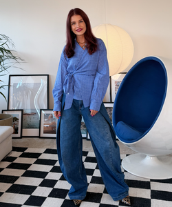 SAVA WRAP BLOUSE - BLUE