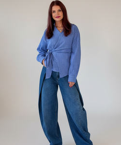 SAVA WRAP BLOUSE - BLUE
