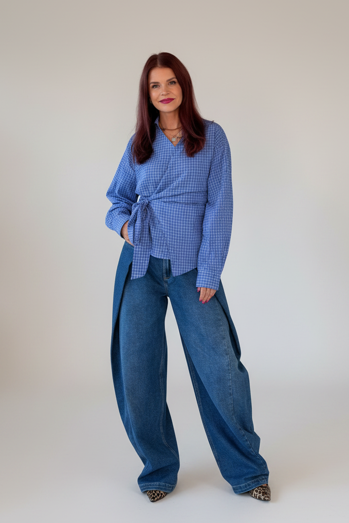 SAVA WRAP BLOUSE - BLUE