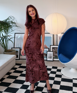 MILLY MANDARIN DRESS - BORDEAUX