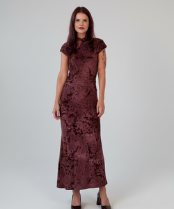 MILLY MANDARIN DRESS - BORDEAUX